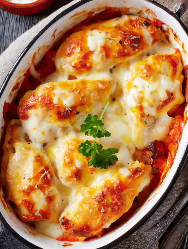 Zapiekany kurczak z serem i mozzarellą