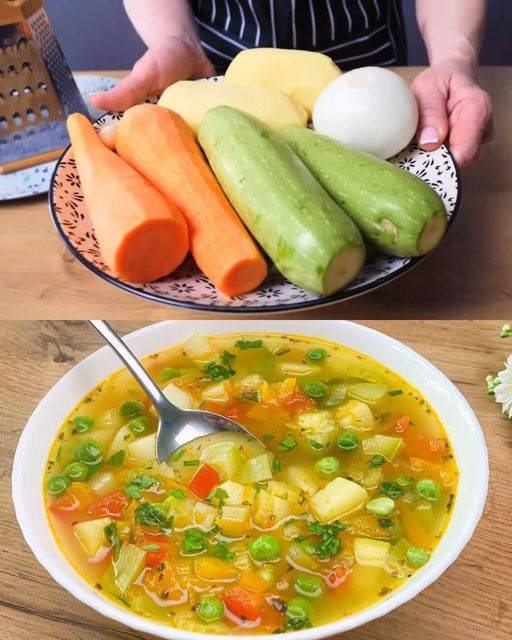 Przepis na sycącą zupę warzywną z grzankami parmezanowymi.