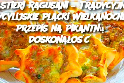 Wprowadzenie Pastieri Ragusani to tradycyjne sycylijskie placki wielkanocne, wywodzące się z regionu Ragusa. Są to pikantne wypieki nadziewane mieszanką mięsa, sera i aromatycznych przypraw, które od pokoleń goszczą na świątecznych stołach Sycylijczyków. Ich chrupiące ciasto i bogate, wyraziste wnętrze sprawiają, że są doskonałą alternatywą dla słodkich wielkanocnych wypieków. Składniki Ciasto: 500 g mąki pszennej 100 ml oliwy z oliwek 1 łyżeczka soli 150 ml letniej wody Nadzienie: 300 g mielonej jagnięciny lub wołowiny 200 g ricotty lub innego kremowego sera 1 jajko 1 łyżeczka soli ½ łyżeczki czarnego pieprzu ½ łyżeczki gałki muszkatołowej 2 łyżki startego sera pecorino 1 posiekana cebula 2 łyżki posiekanej natki pietruszki Oliwa do smażenia Sposób przyrządzenia zobacz następną stronę