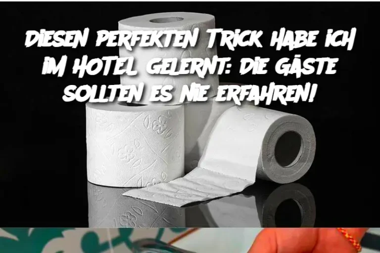Diesen perfekten Trick habe ich im HOTEL gelernt: Die Gäste sollten es nie erfahren!