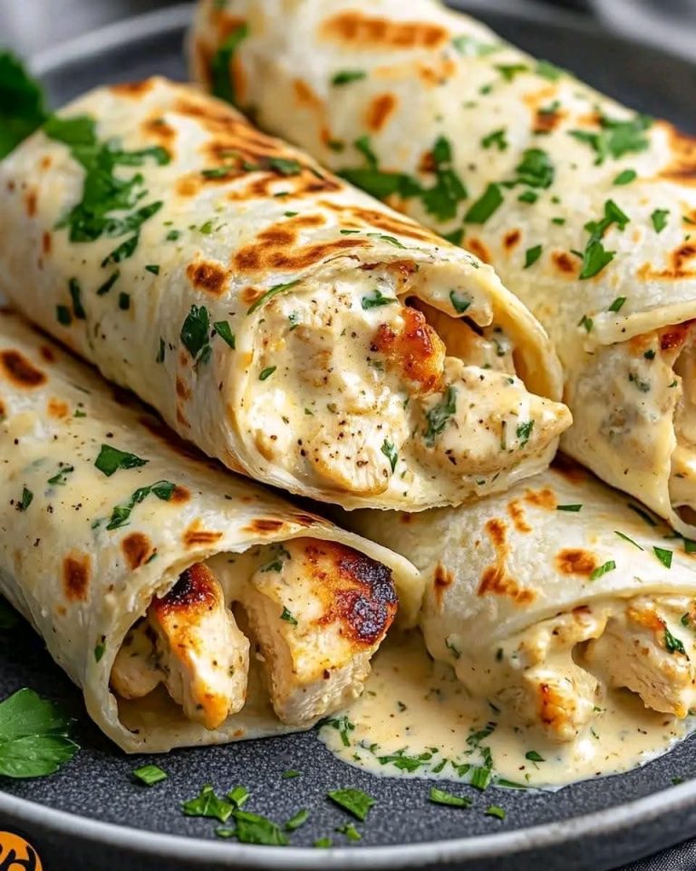 Pikantne Wrapy Z Kurczakiem i Sosem Kremowym Czosnkowym min Składniki: 2 piersi z kurczaka, pokrojone w cienkie paski 4 pełnoziarniste tortille lub wrapy 1 łyżka oliwy z oliwek 4 ząbki czosnku, drobno posiekane 1/2 szklanki śmietanki kuchennej 1/4 szklanki bulionu z kurczaka 1/4 szklanki startego parmezanu Sól i pieprz do smaku 1/2 szklanki świeżego szpinaku 1/2 szklanki startej mozzarelli 1 łyżka świeżej natki pietruszki, posiekanej 1 łyżka soku z cytryny Sposób przygotowania: Dalsza część przepisu znajduje się na następnej stronie.