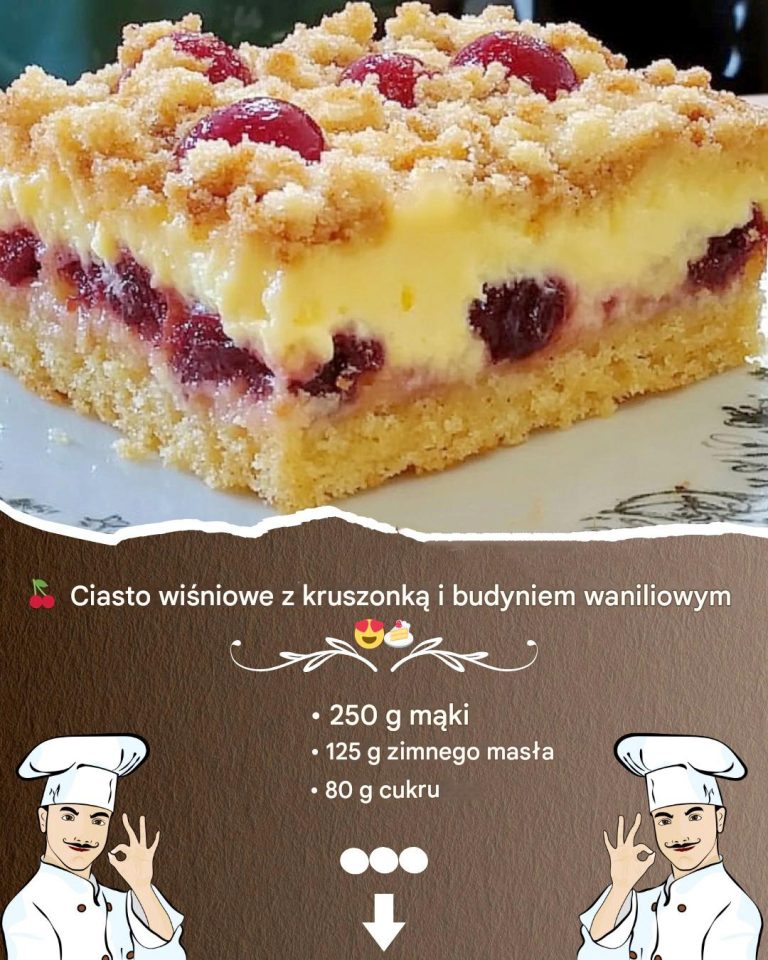 Babciny budyń wiśniowy z dużą ilością kruszonki, niesamowicie dobry