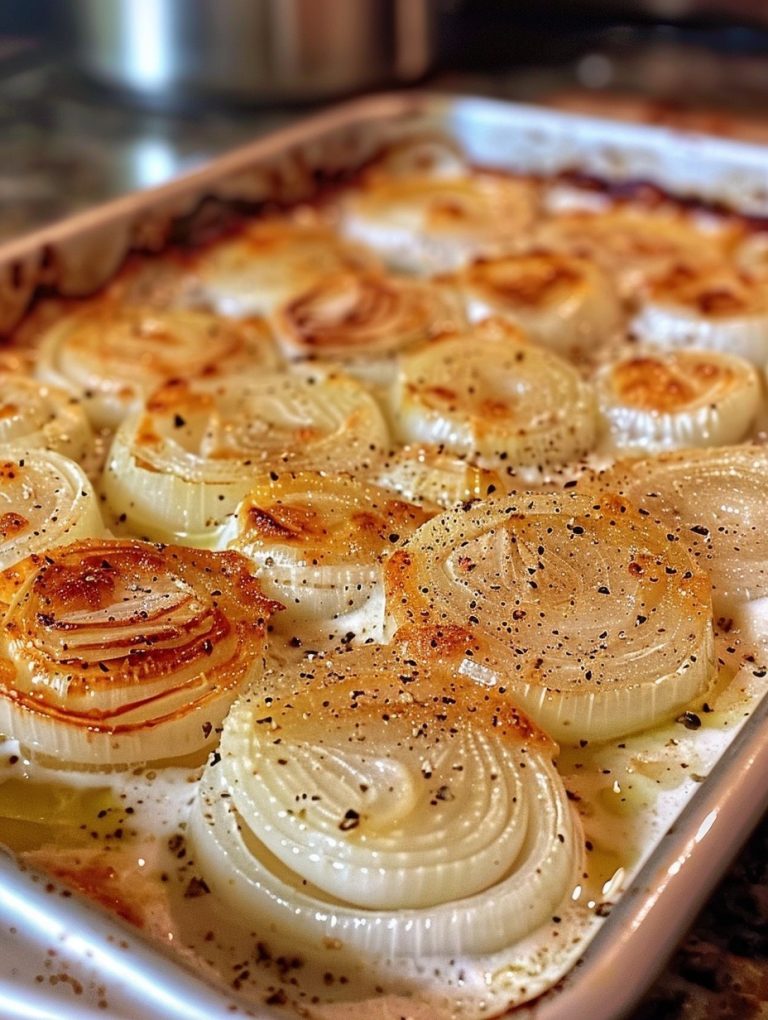 Pieczona cebula z sosem parmezanowym