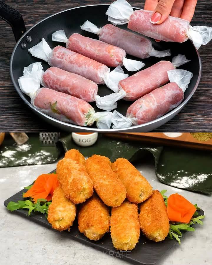 Chrupiący kotlet wieprzowy z kiszonym ogórkiem i nadzieniem serowym