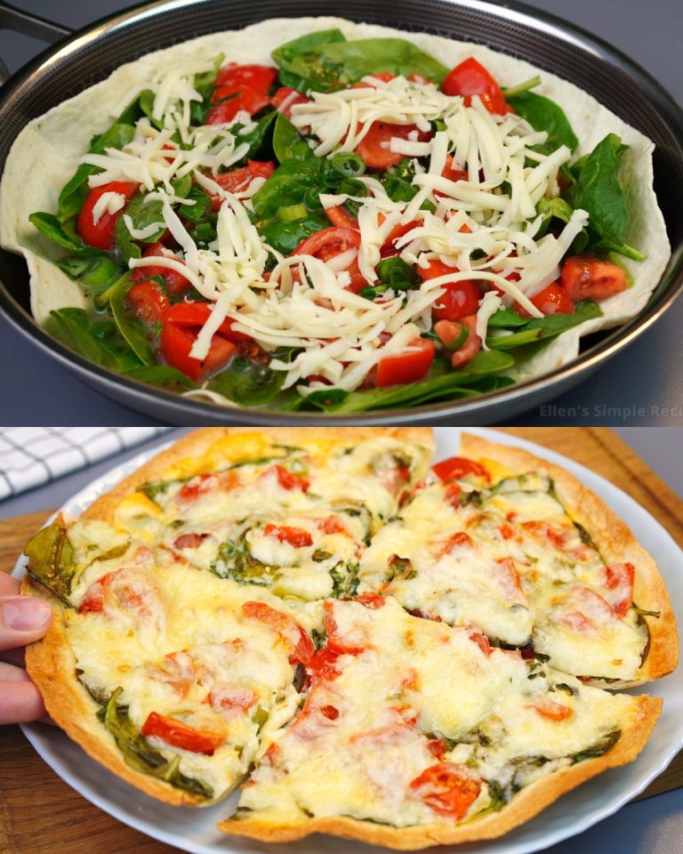 Pieczona tortilla ze szpinakiem i jajkami