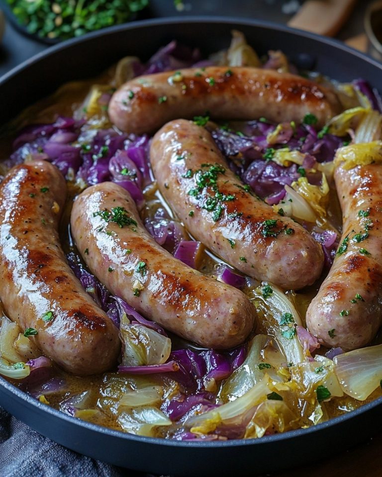 🍖 Biała Kiełbasa Pieczona z Kapustą w Winie – Prosto i Wybornie!