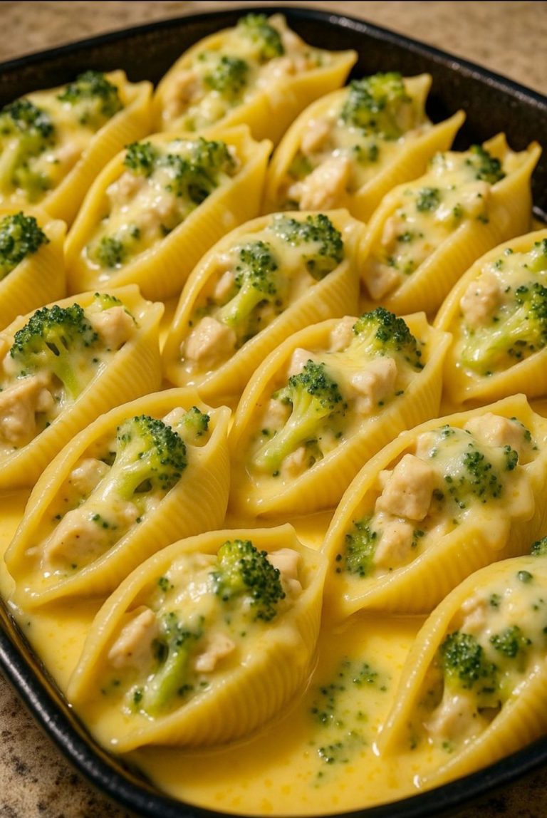 Muszle faszerowane kurczakiem z serem i brokułami – comfort food z odrobiną pikanterii