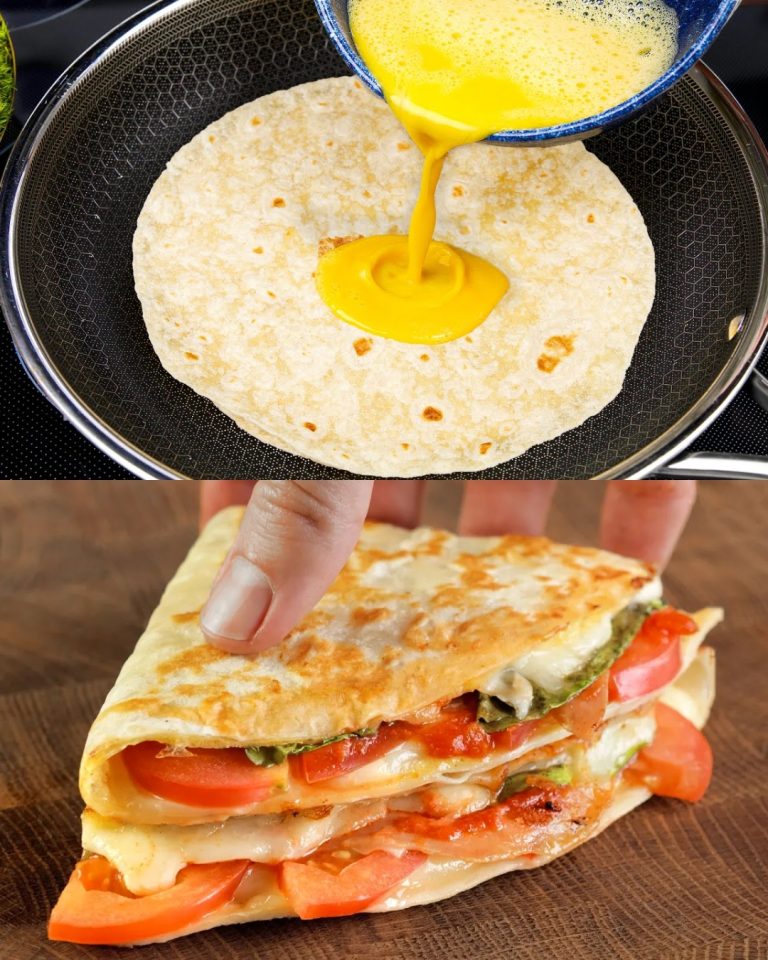 Tortilla z mozzarellą, jajkiem i nadzieniem z szynki