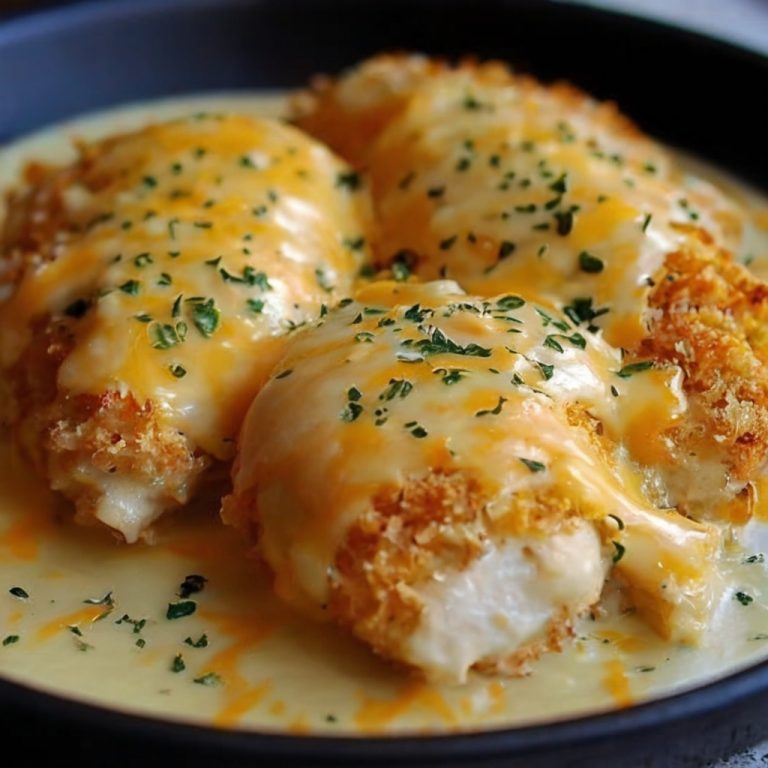 Chrupiący kurczak w sosie cheddar