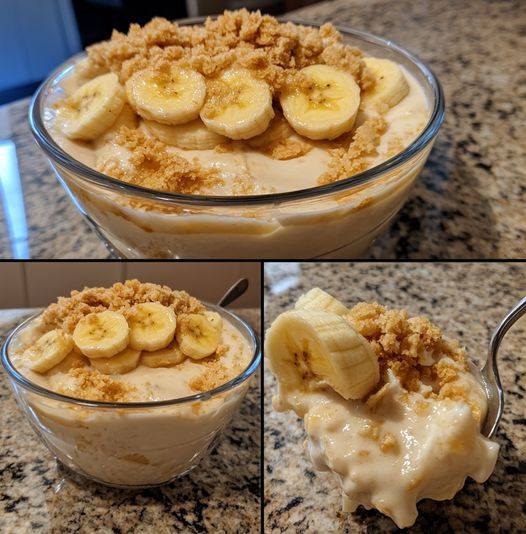 Wegański pudding bananowy z owsianą kruszonką