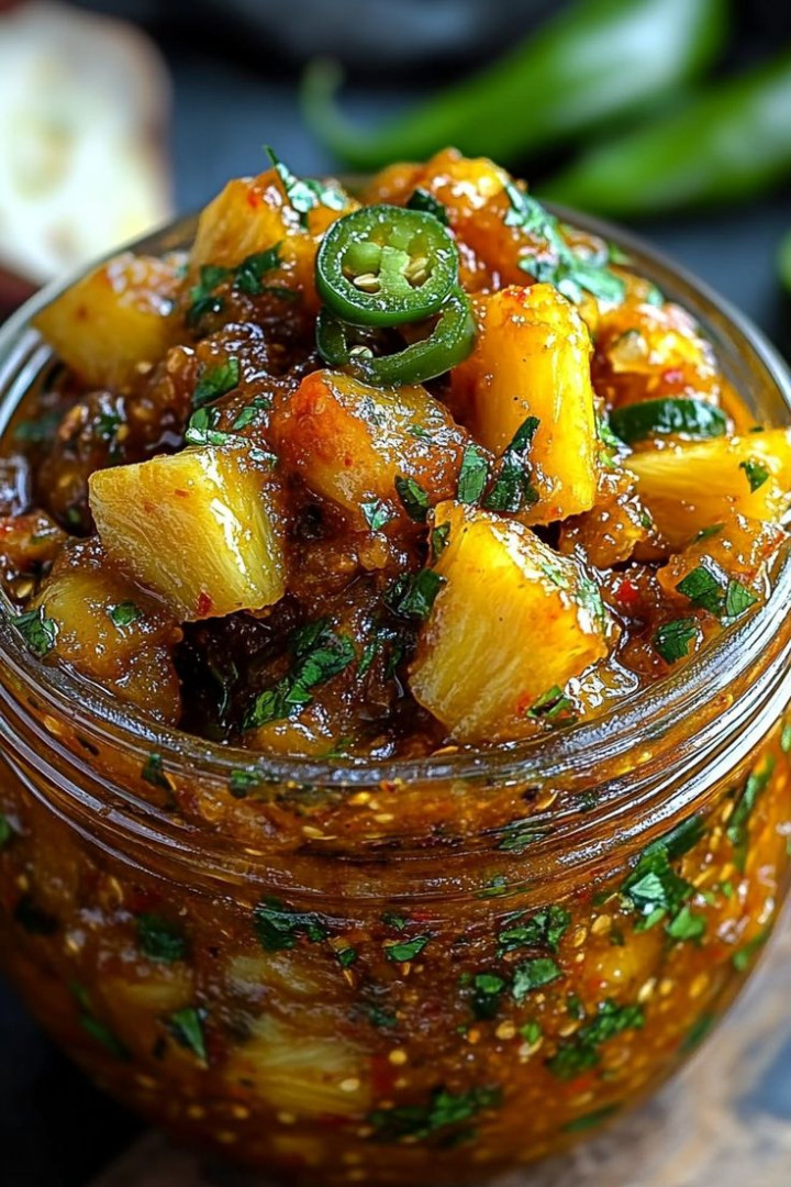 Pikantny chutney z ananasa i papryczek jalapeño Ten chutney można wykorzystać jako dip, dodatek, a nawet marynatę, dzięki czemu świetnie sprawdzi się w kuchni.
