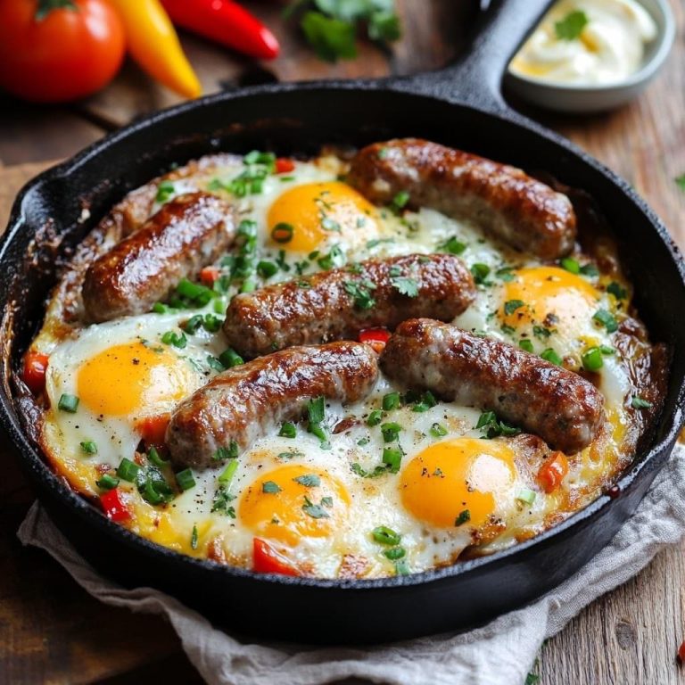 Rozgrzewająca rozkosz na początek dnia – Śniadaniowy skillet z kiełbasą