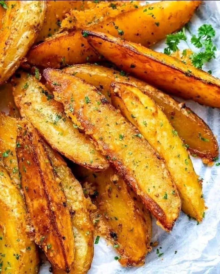 Pieczone ćwiartki ziemniaków z czosnkiem i parmezanem