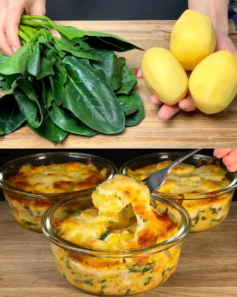 Zapiekanka ziemniaczano-szpinakowa z mozzarellą w kremowym sosie
