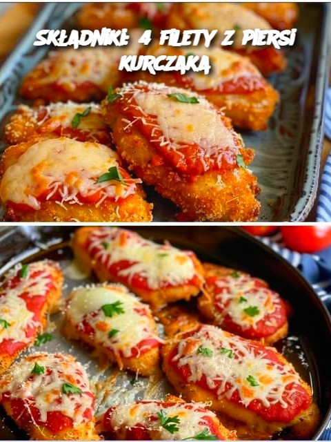 Kurczak zapiekany z mozzarellą i sosem pomidorowym