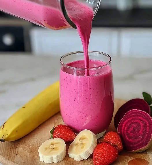 Kolorowy Koktajl Pełen Energii: Połączenie Buraków, Bananów i Truskawek