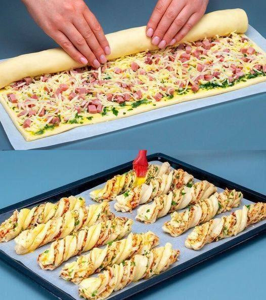 Wystarczą Ci tylko 4 składniki, paluszki z ciasta francuskiego z szynką i serem