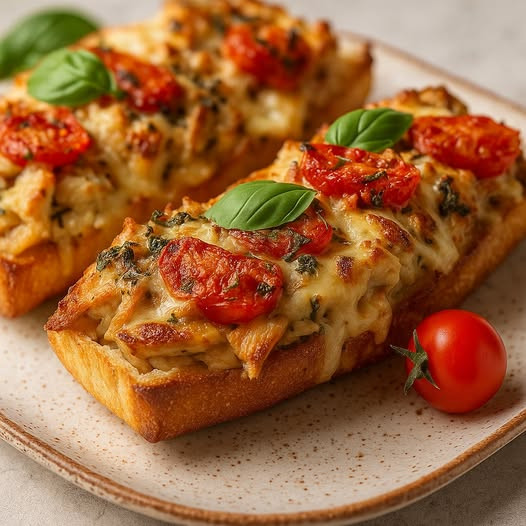 Zapiekanki z Kurczakiem, Pomidorem i Mozzarellą