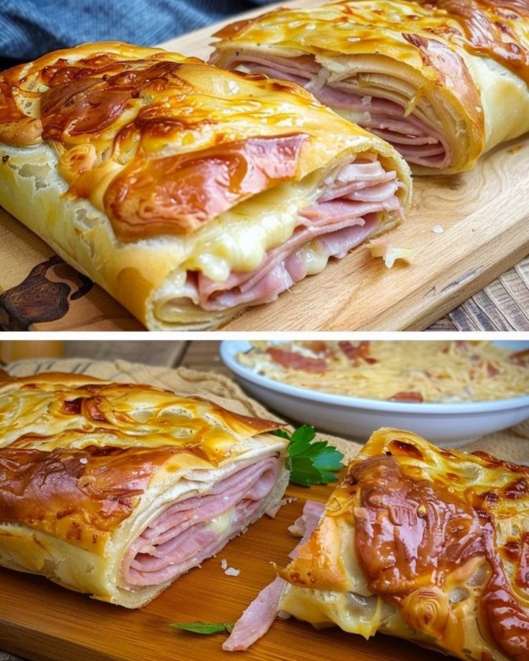 Pyszne ciasto francuskie z szynką i serem gotowe w 10 minut