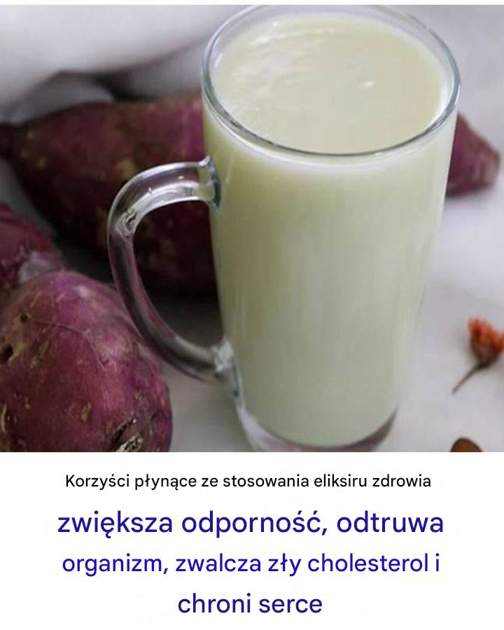 Mleko ze słodkich ziemniaków: prosty, odżywczy napój roślinny  Ten przepis jest szybki w przygotowaniu i wykorzystuje składniki, które prawdopodobnie już masz w kuchni. Mleko ze słodkich ziemniaków jest uważane za naturalny wzmacniacz zdrowia, bogaty w niezbędne witaminy i składniki odżywcze, które wspomagają ogólne funkcjonowanie i dobre samopoczucie organizmu.  Dlaczego warto wybrać mleko ze słodkich ziemniaków?  Mleko ze słodkich ziemniaków to coś więcej niż tylko alternatywa dla produktów mlecznych. Zapewnia szeroki zakres korzyści zdrowotnych. Jest szczególnie przydatne dla osób, które doświadczają problemów trawiennych, alergii pokarmowych, infekcji lub nietolerancji laktozy. Gładki i sycący, ten napój roślinny pysznie wspomaga zdrowy styl życia.  Tylko w celach poglądowych Korzyści zdrowotne mleka ze słodkich ziemniaków  Włączenie mleka ze słodkich ziemniaków do diety może przynieść wiele korzyści:  Wspomaga zdrowie serca Zapewnia niezbędne witaminy i minerały Wspomaga regularne trawienie i pomaga zapobiegać zaparciom Obniża zły cholesterol (LDL) Pomaga regulować poziom cukru we krwi Bogaty w składniki odżywcze: witaminy A, witaminy z grupy B, C, K, a także wapń, magnez, potas, mangan, cynk i błonnik pokarmowy Pomaga kontrolować wagę dzięki wysokiej zawartości błonnika i satysfakcjonującej konsystencji Składniki 250 g słodkich ziemniaków 3 szklanki wody ¼ łyżeczki ekstraktu waniliowego (opcjonalnie) ¼ szklanki mąki migdałowej ⅓ szklanki mąki sezamowej Przygotowanie krok po kroku  1. Przygotuj słodkiego ziemniaka:  Obierz i pokrój słodkiego ziemniaka w małe kostki.  2. Dokładnie ugotuj:  Umieść kostki w garnku z 3 szklankami wody i gotuj, aż będą bardzo miękkie. Zachowaj wodę z gotowania — zostanie użyta w następnym kroku.  3. Zmiksuj mieszankę:  Do blendera dodaj odłożoną wodę z gotowania, gorące kostki słodkiego ziemniaka, ekstrakt waniliowy (jeśli używasz), mąkę migdałową i mąkę sezamową. Miksuj przez około 2 minuty, aż konsystencja będzie kremowa i gładka.  4. Odcedź i podaj:  Przelej mieszankę przez drobne sitko lub gazę, aby usunąć miąższ. Ciesz się mlekiem od razu lub przechowuj je w lodówce do trzech dni.  Tylko w celach poglądowych Wskazówki dotyczące dodatkowego odżywiania  Aby zwiększyć zawartość wapnia, połączenie mąki migdałowej i sezamowej działa idealnie. Możesz również dostosować przepis, dodając odrobinę cynamonu lub imbiru, aby uzyskać dodatkowy smak i korzyści zdrowotne.  Wszechstronny dodatek do diety  Mleko ze słodkich ziemniaków jest nie tylko odżywcze, ale także wszechstronne. Używaj go jako samodzielnego napoju, polewaj nim płatki zbożowe, dodawaj do koktajli lub używaj go do gotowania i pieczenia jako zamiennika nabiału.  Cudowny naturalny środek na różne problemy zdrowotne  Aby kontynuować czytanie kliknij Dalej poniżej 👇👇  zobacz więcej na następnej stronie Reklama zobacz więcej na następnej stronie Reklama