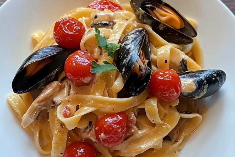 Tagliatelle z małżami i sosem śmietanowym