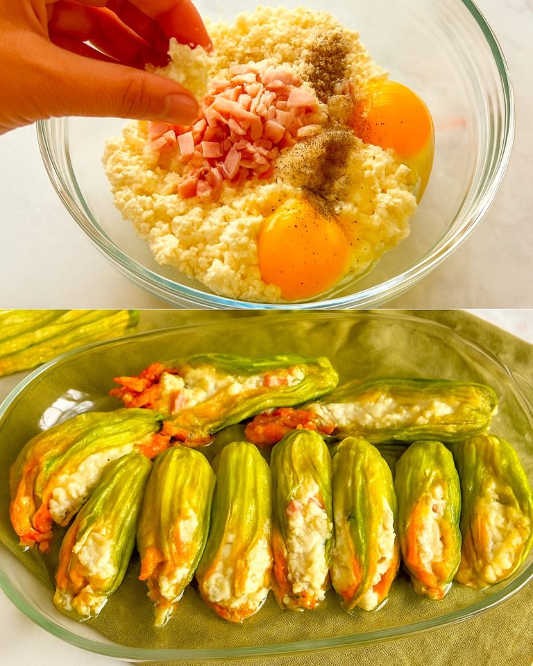 Jak przygotować kwiaty cukinii faszerowane ricottą i szynką