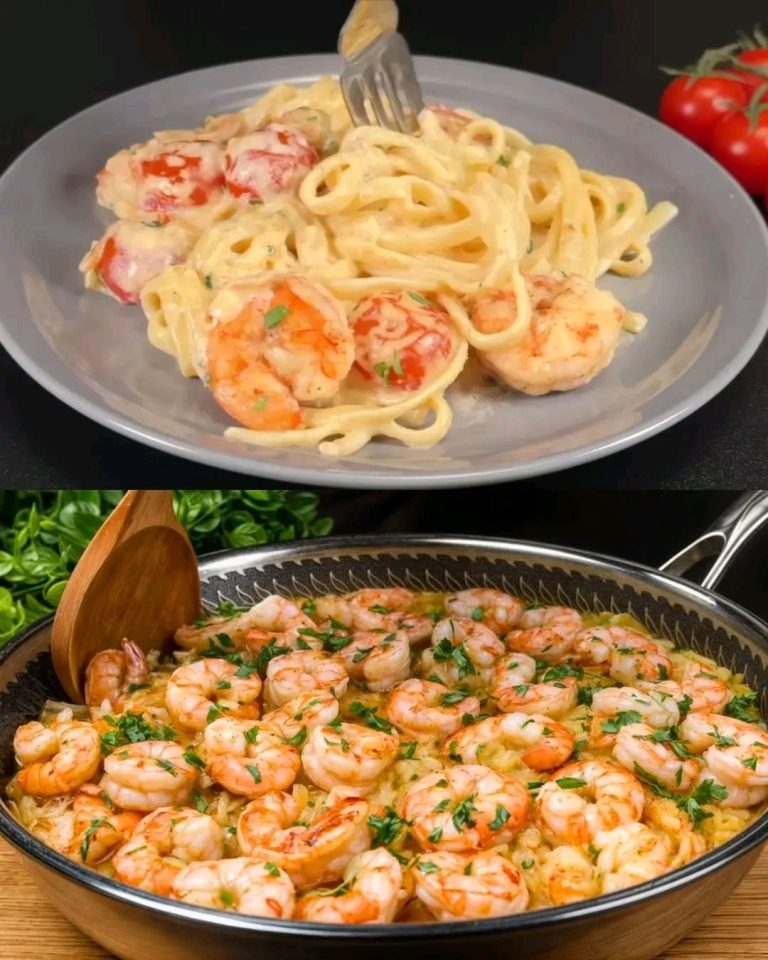 Kremowe risotto z krewetkami, bazylią i parmezanem