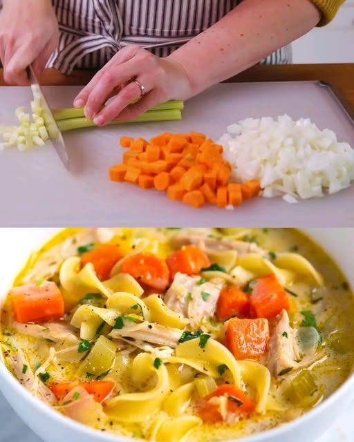 Klasyczna zupa z kurczaka z makaronem jajecznym