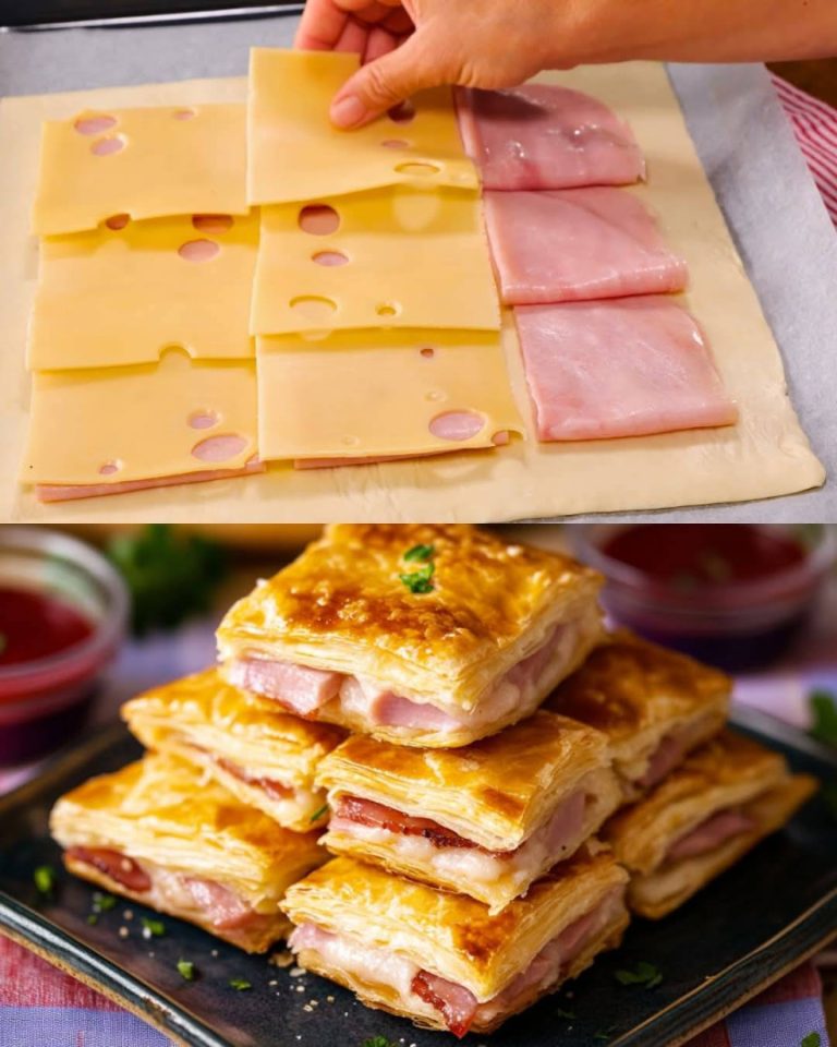 Zawijasy z ciasta francuskiego z szynką i serem