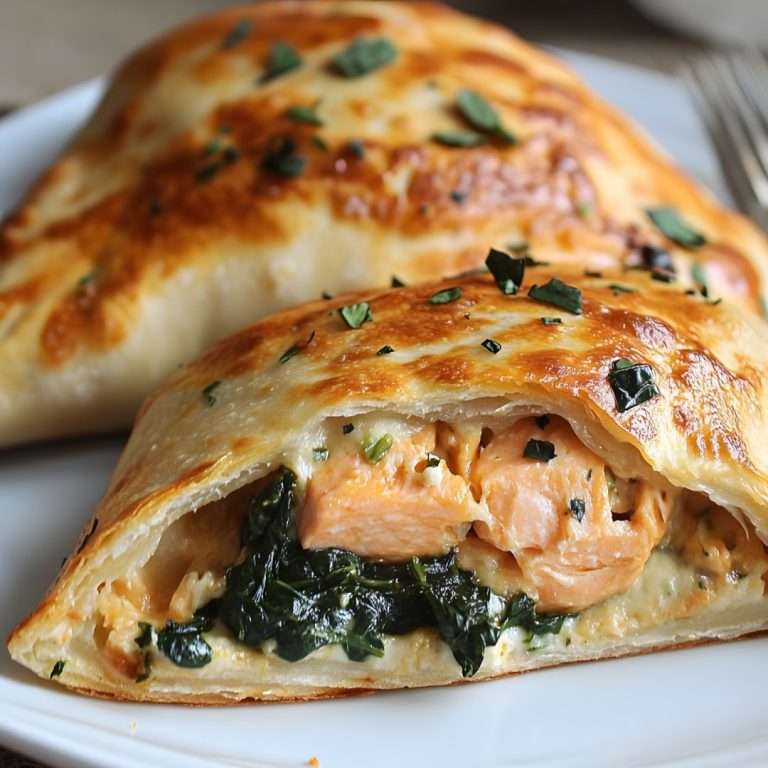 Calzone z łososiem i szpinakiem