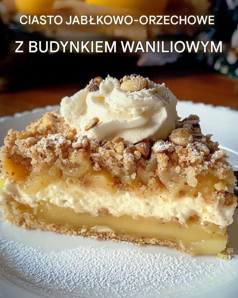 Ciasto jabłkowo-orzechowe z budyniem