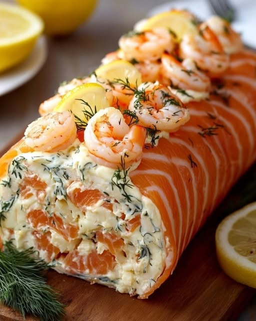 Pikantna Kłoda o Smakach Morskich: Krab, Wędzony Łosoś cały przepis w komentarzu