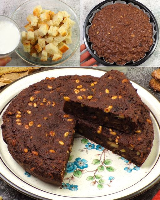 Składniki : MLEKO PEŁNE 1 litr CHLEB CICHY 350 gr CIASTECZKA AMARETTI kruszone 200 gr CUKRU PUDROWEGO 80 gramów KAKAO BEZ CUKRU 75 gramów MASŁA ROZTOPIONEGO 40 gramów ORZESZKI PINII 40 gram JAJKO 2 CYNAMON W PROSZKU 1 łyżeczka Tarta gałka muszkatołowa 1 łyżeczka  Jak przygotować ciasto wiejskie:  Krok 1 :Pokrój czerstwy chleb w równe kostki.  Krok 2 Zbierz kostki chleba do miski i zalej je mlekiem  Krok 3 Pozostaw chleb do namoczenia na około 30 minut  Krok 4 Po upływie czasu odpoczynku delikatnie pokrusz chleb rękoma i odstaw.  Krok 5 Wbij jajka do miski i dodaj cukier.