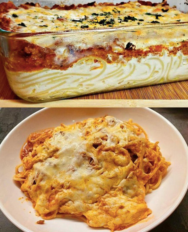 ZAPIEKANKA SPAGHETTI Z MOZZARELLĄ, przepyszna