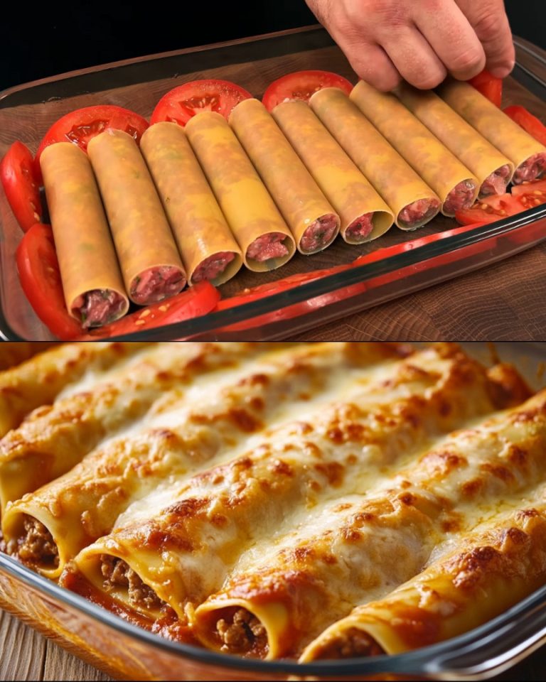 Cannelloni przygotowane z viande hachée i sosem pomidorowym