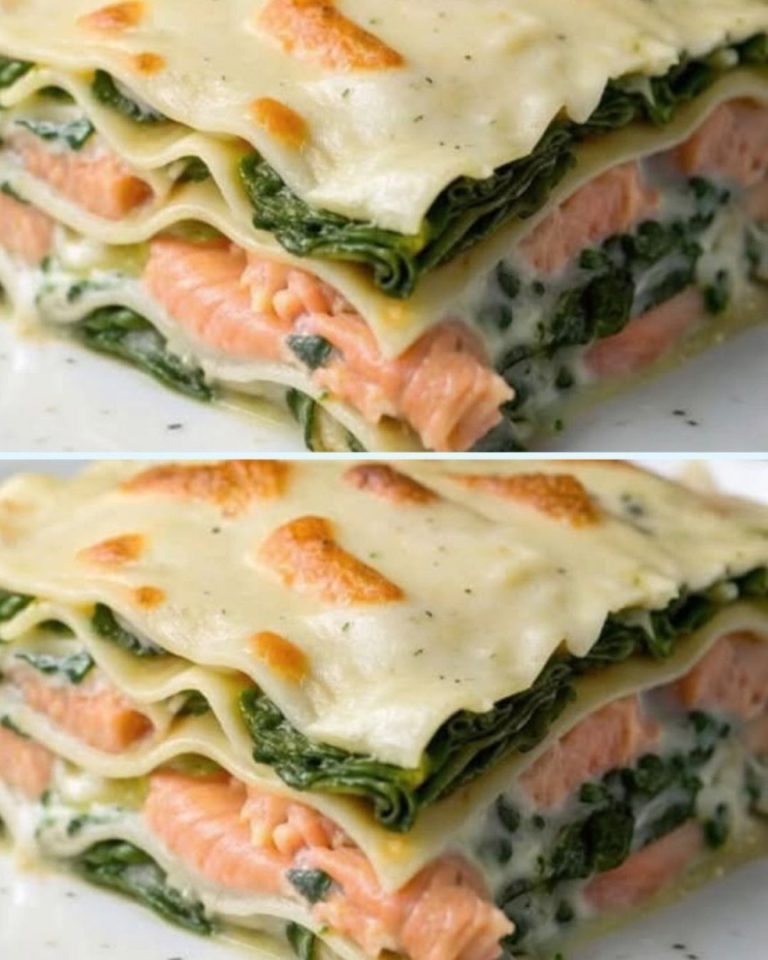 Lasagne z łososiem, szpinakiem i serkiem śmietankowym