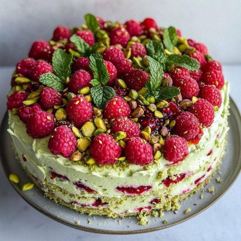 Ciasto pistacjowo-malinowe z kremem mascarpone