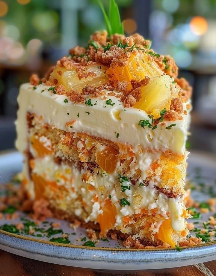 Pastel hawaiano de zanahoria y piña