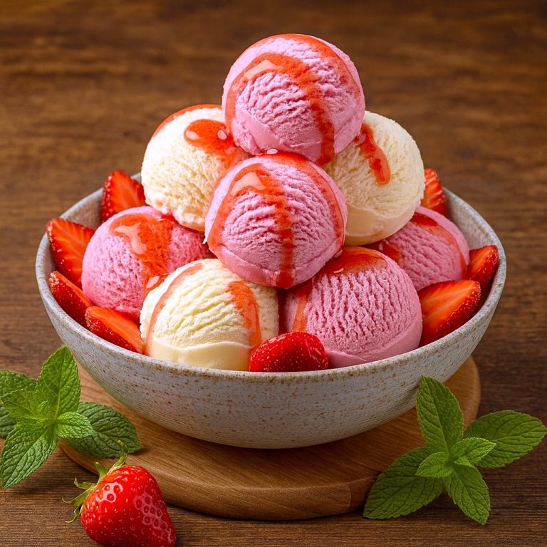 Hazlo en casa Helado de Fresas + Helado de Vainilla