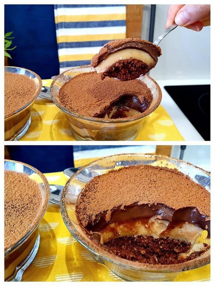 POSTRE FRÍO DE CHOCOLATE Y CARAMELO SIN HORNO