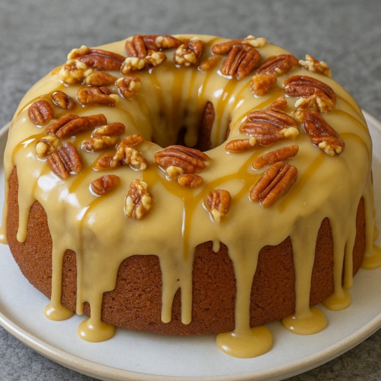 Torta húmeda con nueces y caramelo casero