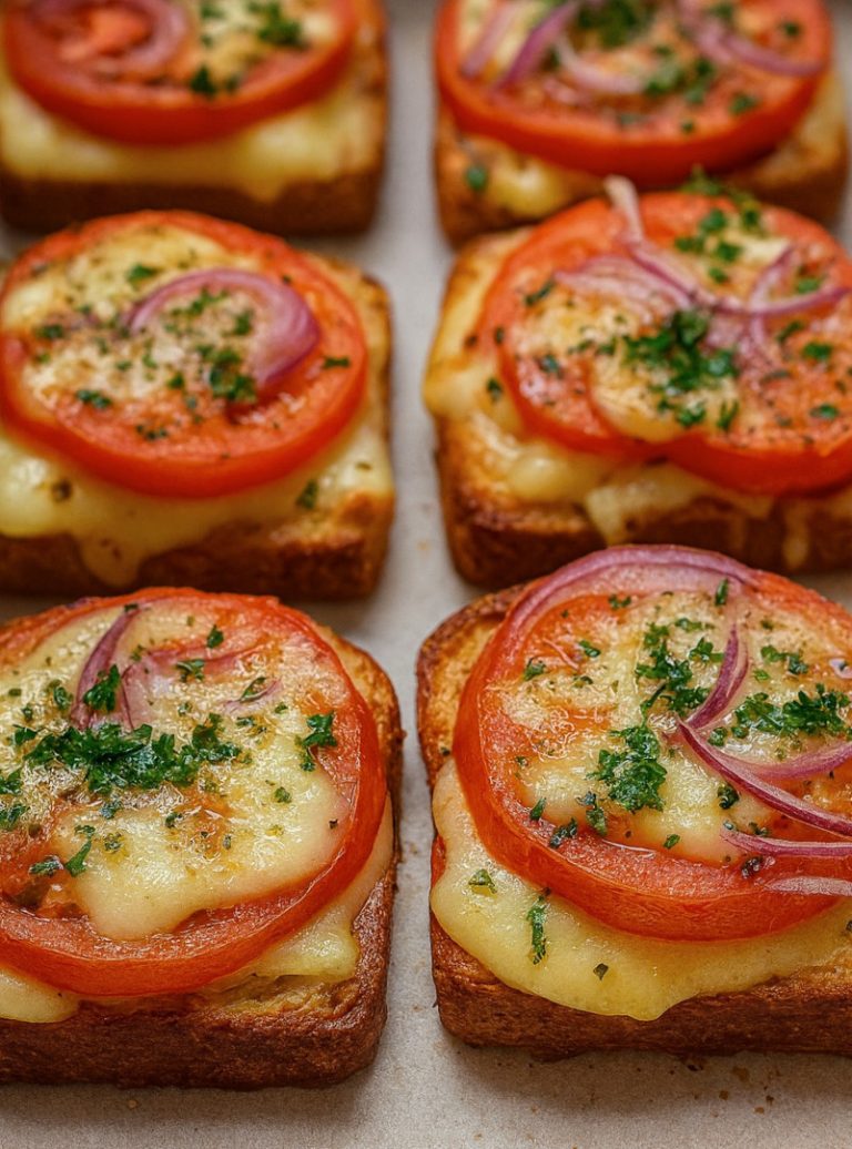 Grzanki z pomidorami i mozzarellą – chrupiące, soczyste i cudownie śródziemnomorskie