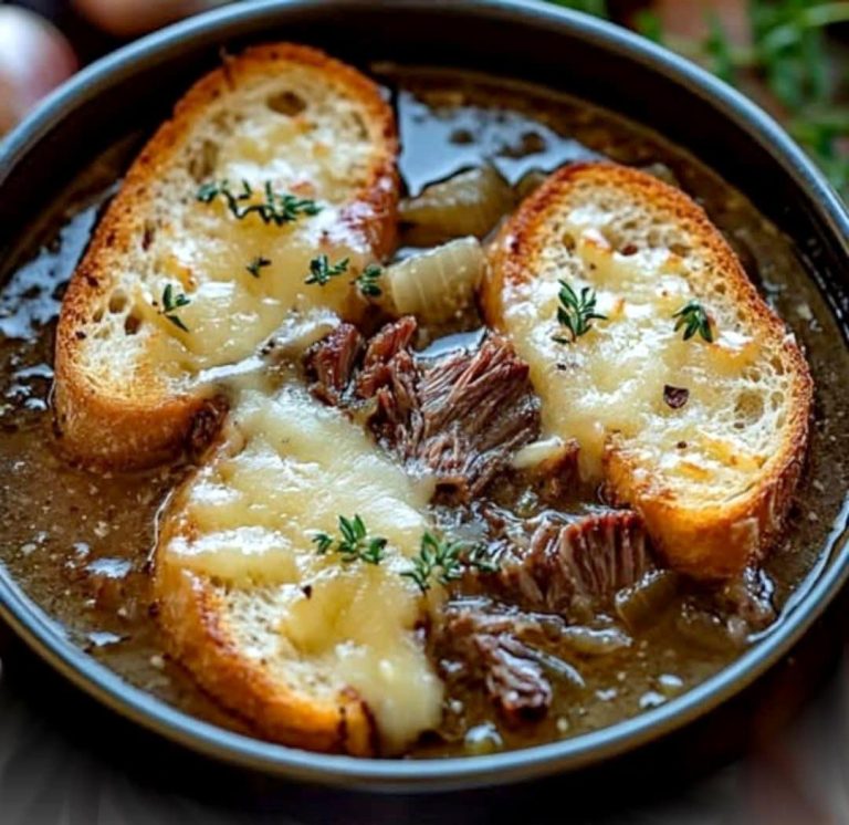 Francuska Zwiebel-Short-Rib-Suppe z Gruyère-Toast