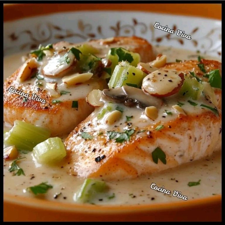 Salmón Cremoso con Apio y Almendras