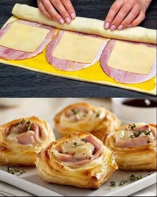Ciasto francuskie z szynką i serem Artykuł w pierwszym komentarz
