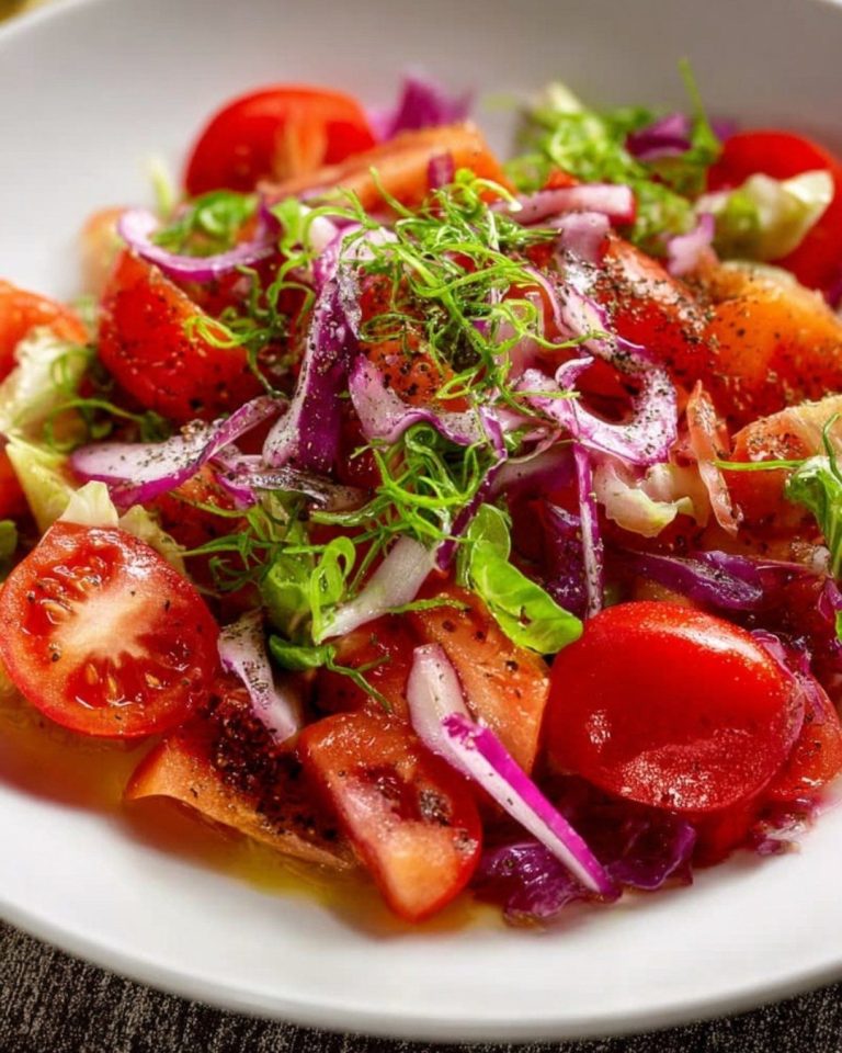 Sałatka z pomidorów, czerwonej kapusty i czerwonej cebuli