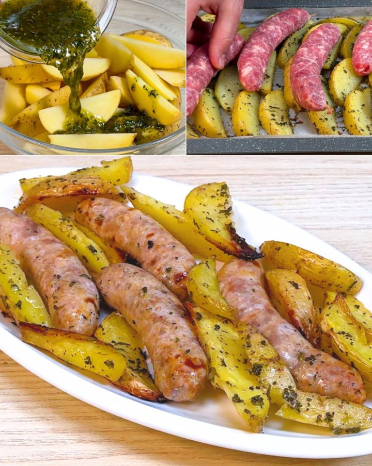 Pieczone kiełbaski z ziemniakami
