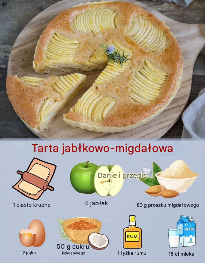 Tarta z jabłkami i migdałami Przepis w pierwszym komentarzu… Zobacz więcej