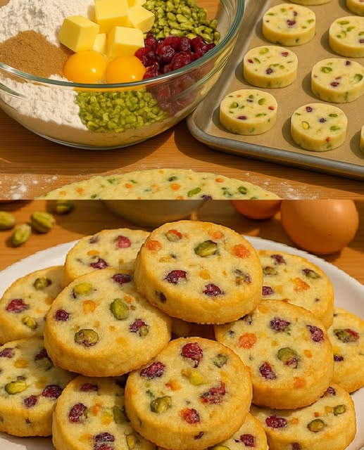 Kruche ciasteczka z żurawiną i pistacjami