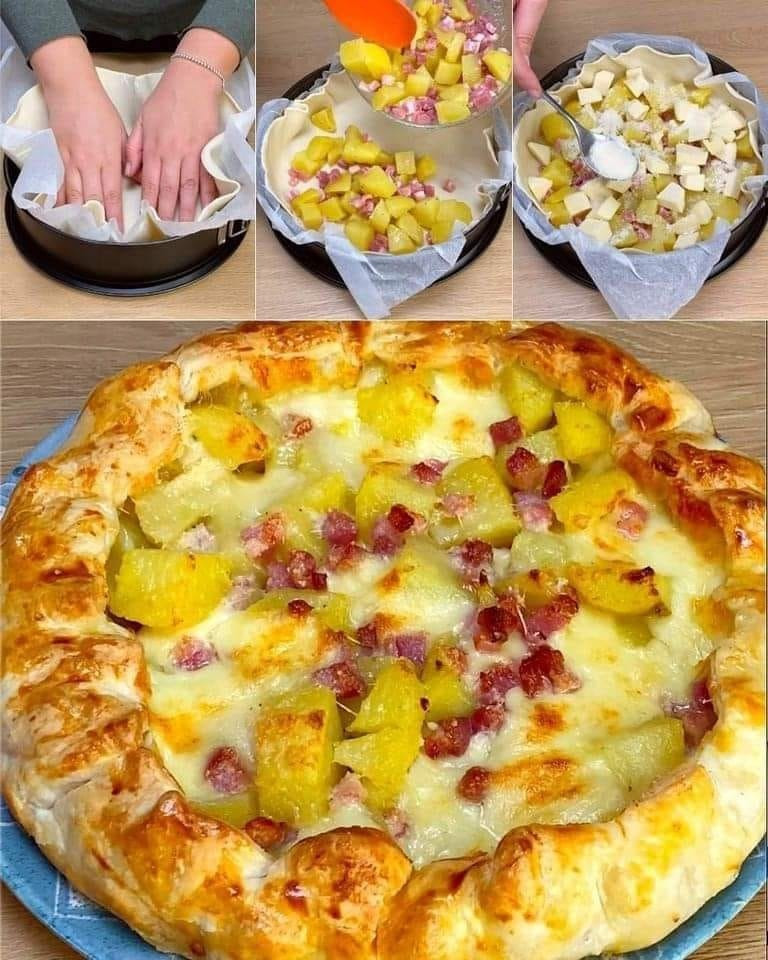 Tarta francuska z ziemniakami, boczkiem i serem